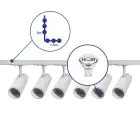 Bright Choice Complete Set 1-Phase Rail L 1,5 x 2 Meter White | incl. 6x Spot + GU10 2700K 3W Dimmable + End Cap, Power Connector and L -Connector 