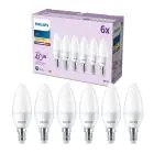 Multipack 6x Philips Bulb LED E14 Candle Frosted 5W 470lm - 827 Extra Warm White